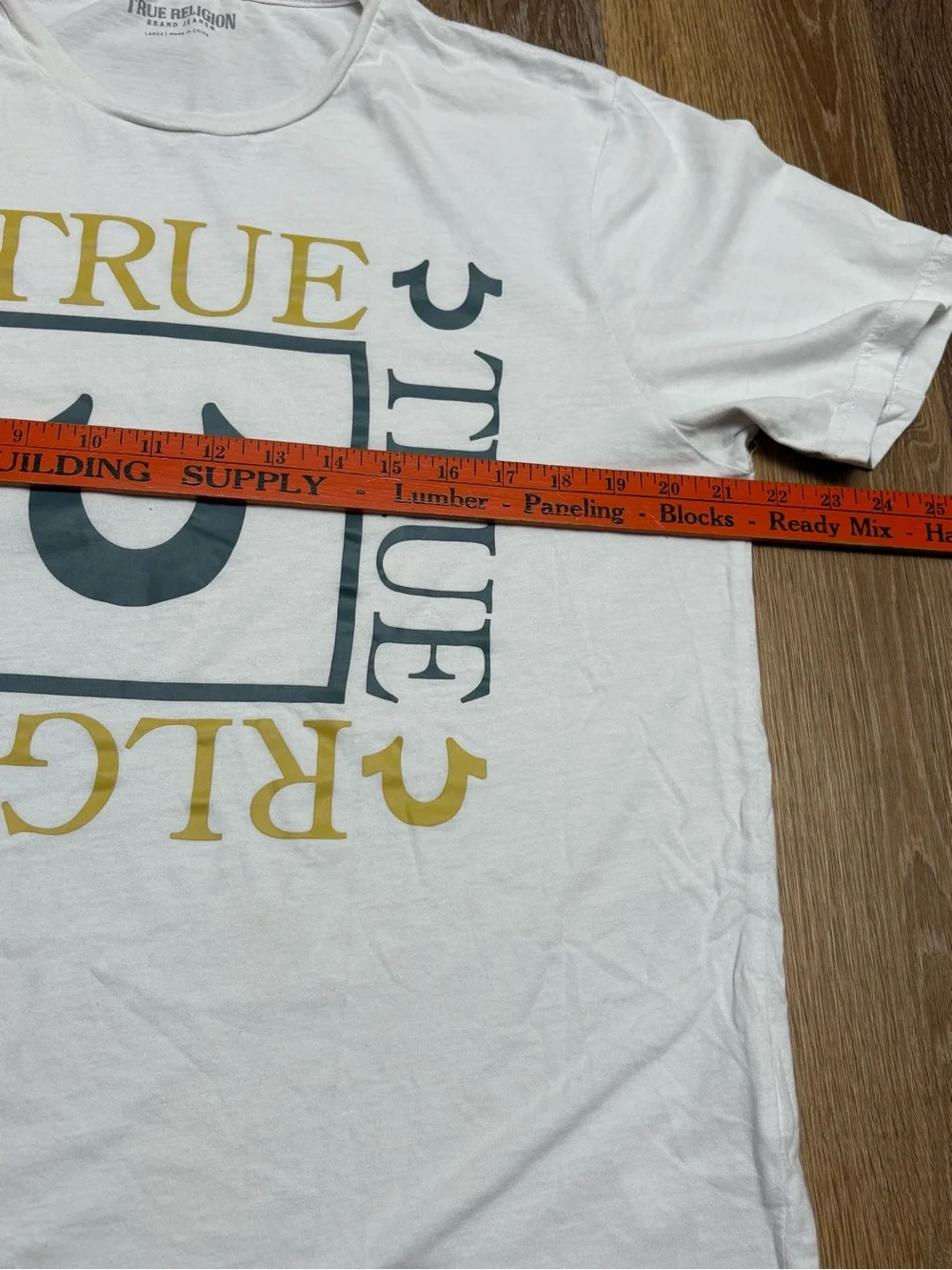 True Religion White & Coral Short Sleeve Graphic Tees